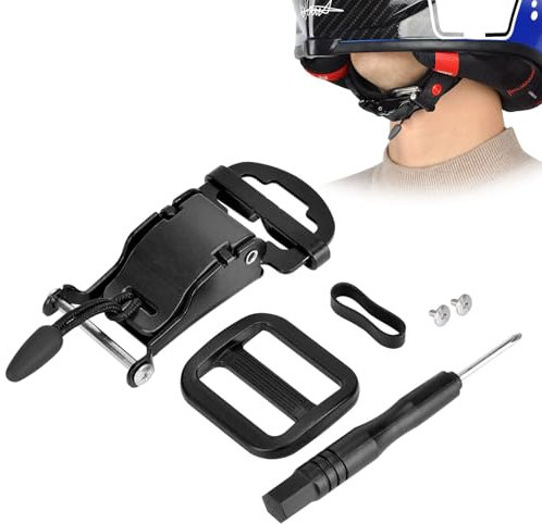 Lamborsafe Helmet Quick Release Buckle Kit, Motorcycle Helmet Accessories Stainless Steel Ratchet Helmet Clip Chin Strap Buckle - Convert D-rings to Quick Release (Black)