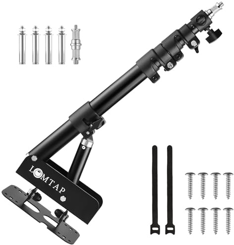 LOMTAP Ring Light Wall Mount Adjustable 45.7 Boom Arm Stand for Photography Lighting Studio, Camera Triangle Wall Mount, Sturdy Alloy Support for Salon, Tatto Light, Barber Shop, Strobe