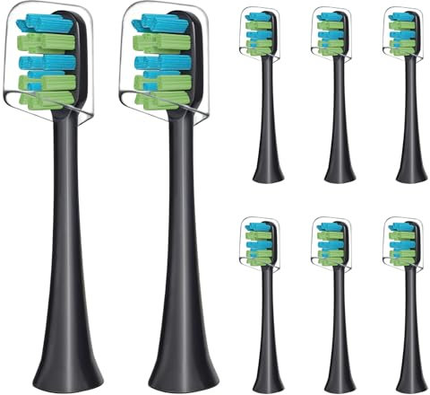 Ersatzbürsten für 7AM2M AM101/AM105 Zahnbürste Elektrische,8 Stück Aufsteckbürsten Kompatibel 7AM2M Zahnbürste Elektrische (black)