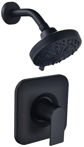 Shower Faucet Trim Kit Replacement for Moen Posi-Temp Shower Panel Kit Includes 7 Modes High Pressure Shower Head, Matte Black (Valve and Tub Spout Not Included)