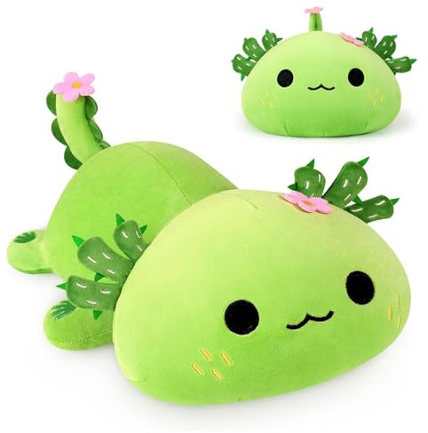 Peluche Kawaii, 33cm Axolotl Peluche, Peluche Oreiller Confortables et Douces, Peluche Mignonne, Cadeaux de Noël pour Garçons et Filles(Cactus)