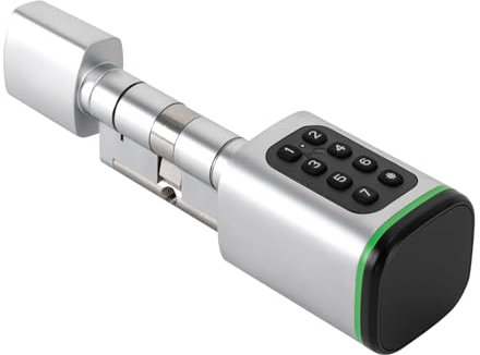 AOOUNGM Serrure de porte électronique pour porte d'entrée, cylindre de serrure électronique avec code numérique Bluetooth et application, clé manuelle, serrure à code pour portes de 1,4 à 1,8 pouces
