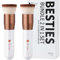 DUcare Foundation Pinsel - Make Up Pinsel Flat Top Kabuki Pinsel, Synthetic Professional Liquid Blending Mineral Powder Makeup Tools, Roségold/Weiß/2PCS