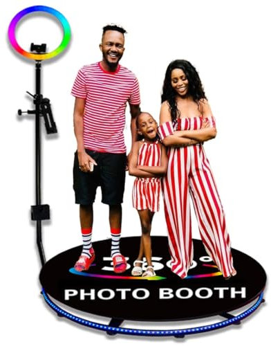 DGHKB 360 Photo Booth Machine,360 Booth with Remote Control,360° Photo Booth Machine for Parties,With Flight Case,360 Camera Booth for Events,Accommodates 1-5 People 80cm