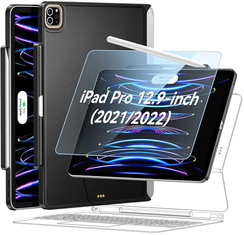 Magic-Keyboard kompatible Hülle für iPad Pro-12.9 – Hüllen mit Stifthalter und Displayschutzfolie für SmartKeyboard Folio 6. / 5. Generation Pro 12.9, ultradünn und schlank (Tastatur nicht im