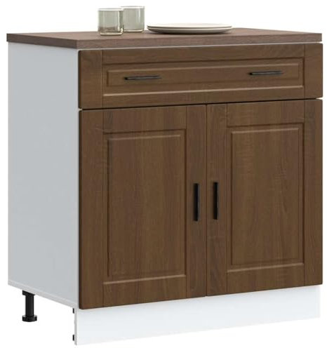 Myheimly Küchenschrank Holzwerkstoff,hoher Küchenschrank, Schrank,Küchenzeile,Schrank Küche,Einbauküche Küchenunterschrank Porto Braun Eichen-Optik Holzwerkstoff