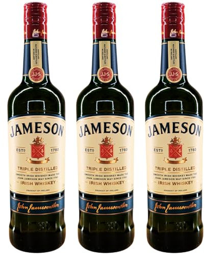 3 x Jameson Original 0,7 l 40% Triple Distilled Irish Whiskey + 1 x original Jameson Mütze by Reichelts