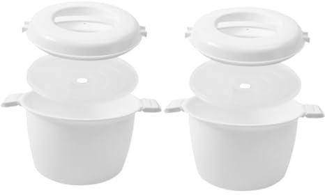 Cabilock 2piezas Olla Arrocera Para Microondas Caja Bento Olla Arrocera Para Microondas