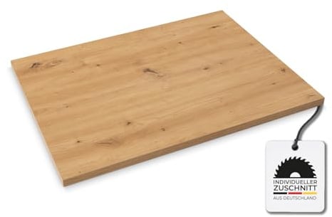 Hausfux Tischplatte nach Maß - 2,5 cm Starke Spanplatte, melaminbeschichtet, mit ABS-Kante - individueller Zuschnitt - Made in Germany (Artisan Eiche, 100 x 60 cm)