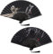 KEYIDO 2 Pcs Hand Fans for Women Folding Black Handheld Fan Chinese Fan Hand Held Fabric Japanese Manual Fans for Women Ladies Wall Decoration Wedding Dancing Cosplay