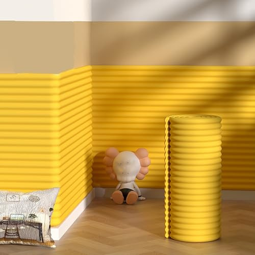 Wandkissen Selbstklebend Kinderzimmer, 60 cm Breite Anti-Kollision Wandpolster Gepolstert Kopfteil, Polsterpaneel Wand Wandschutz Bett für Kinder, Kantenschutz an den Ecken(Gelb,60 * 70 cm)