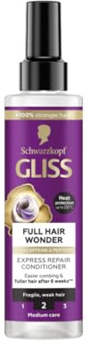 Gliss Full Hair Wonder Express Repair Conditioner Spray for Frigile, Weak Hair, Heat Protection, 3er Pack 200ml