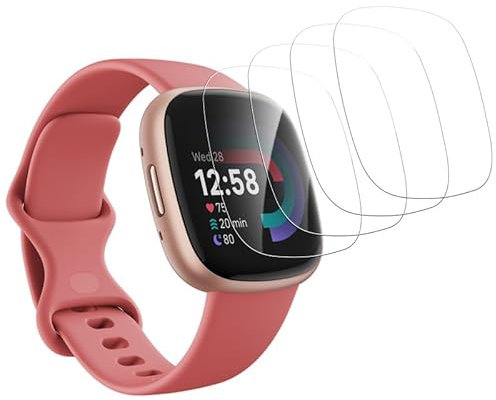 Joywing für Schutzfolie Fitbit Versa 4 Folie Fitbit Versa 4 Displayschutzfolie Panzerfolie Schutzglas, Soft TPU, Anti-Öl, Hohe Empfindlichkeit, 4 Stück