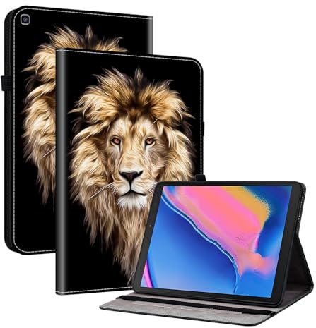 TEDTIKJT Case for Samsung Galaxy Tab A 8 inch 2019 SM-T290 T295 Case Crystal Ripple Leather Flip with Stand Protective Cover for Samsung Galaxy Tab A 8 2019 Tablet Cover,Lion's Head