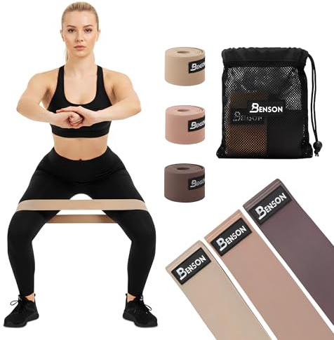 Benson Fitness Widerstandsbänder, 3 Widerstandsstufen | Bänder Krafttraining für Gym, Sport, Yoga & Home Gym | rutschfest & Schweißresistent | Fitnessband für Klimmzug Training,Fitness Zubehör