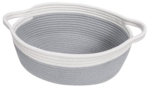 Kleiner Korb, geflochtener Aufbewahrungskorb, Rattankorb, Aufbewahrungsboxen, Seilkorb, Spielzeugaufbewahrung, Baby-Organizer, Badezimmer-Organizer für Schminkschrank, Schublade, Schrankregal (Grau)