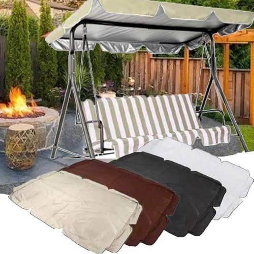 ZIUSFAC Hollywoodschaukel Dachbezug 2-3 Sitzer Schaukel Sonnendach Dachplane Für Gartenschaukel Universal Schaukelüberdachung Mit Silber Beschichtet(Beige,249x185cm/98x73in)
