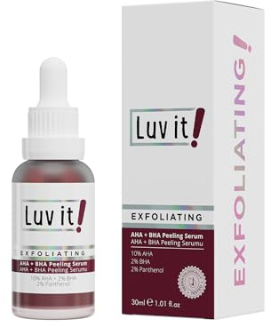 Luv it! 30ml AHA 10% + BHA 2% Peeling Maske – Wash-off Fruchtsäurepeeling gegen Pickelmale & Mitesser – Chemisches Gesichtspeeling mit Glykolsäure & Salicylsäure für verfeinerte Poren & Glow