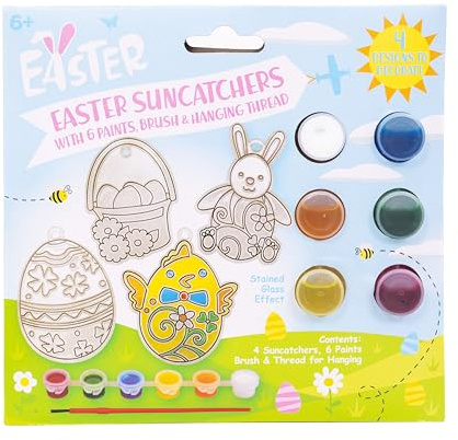 evelay Easter Paint Your Own Suncatcher Set 4 Designs with Paints & Brush