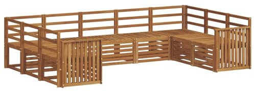 vidaXL Sofagarnituren 9 pcs Natur Massivholz Akazie, Moderne Gartenbank, strapazierfähige Eckmöbel für draußen, gemütliches Loungeset für Terrasse und Patio