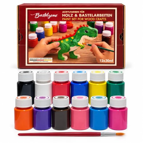 SÜDOR Holzfarben Set – Wasserbasierte Künstlerfarben 12 Farben x 30 ml | Für Holz, Leinwand & kreative Anwendungen – Hochpigmentierte Acrylfarben, nicht auswaschbar