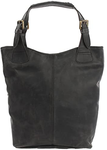 LECONI Henkeltasche Echt-Leder Vintage-Look Damentasche Handtasche für Damen Shopper für Freizeit, Büro oder Shopping Beuteltasche Frauen Ledertasche 34x35x10cm grau LE0033-wax