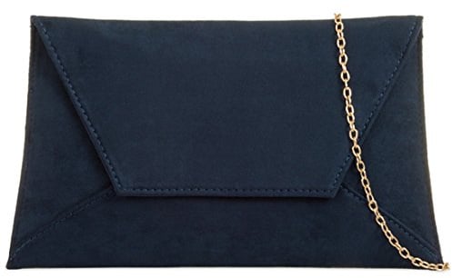 Purple Possum Navy Blue Envelope Clutch Bag, Faux Suede Evening Bag, Ladies Shoulder Bag, Prom Wedding Handbag
