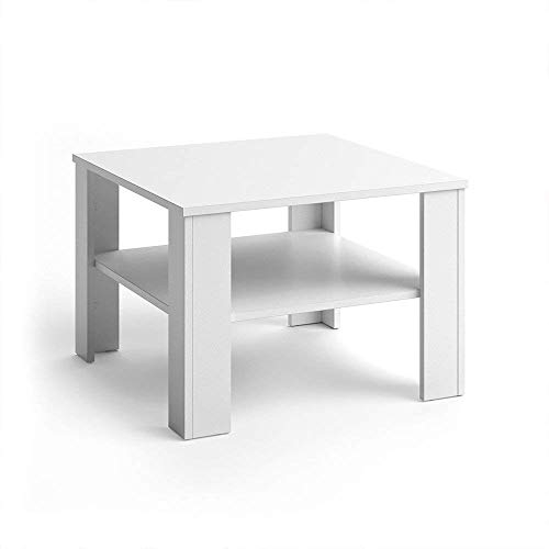 Vicco Couchtisch Homer, Couchtisch mit der Ablage, Weiß, 60 x 60 cm
