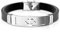 Bungsa Armband silberner Anker aus Silikon schwarz - mit silberner Edelstahlplatte & Klickverschluss - Herren-Armband für Männer