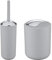 WK Brasilia Matt Enclosed Plastic Toilet Brush and Bathroom Bin Set (Grey)