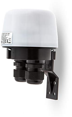 HUBER Twilight 10 Interruptor crepuscular para Exteriores, Sensor crepuscular Ajustable [5-50 Lux], protección IP65 I Interruptor crepuscular de Superficie 230V, 2 entradas de Cable