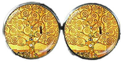 Bloody devil Manschettenknöpfe Baum des Lebens Gustav Klimt, Gustav Klimt Schmuck, Klimt Manschettenknöpfe, Künstler-Geschenk, gelbe Manschettenknöpfe, Jugendstil Manschettenknöpfe