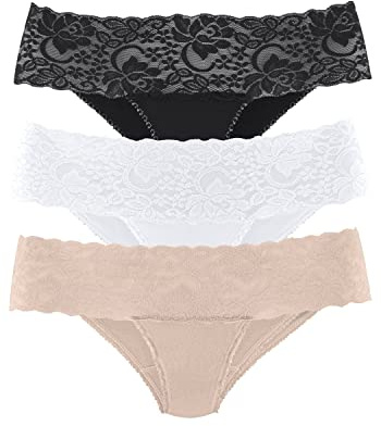 VIVANCE Damen Brasilslip mit Spitze aus Baumwoll-Stretch