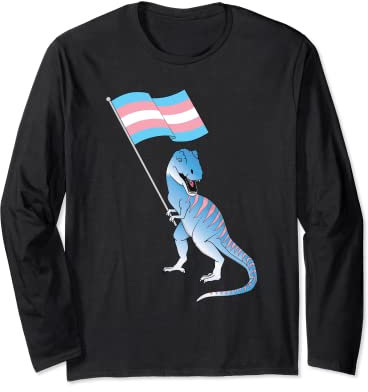 Transgender Dinosaurier Trans Pride LGBT Flagge Pronomen Langarmshirt