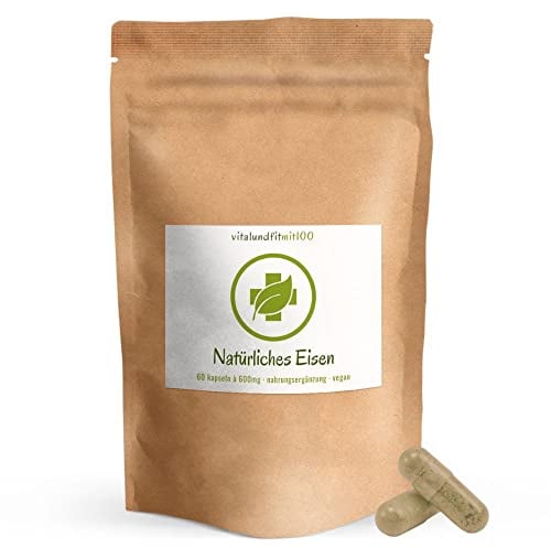 Natürliches Eisen aus Currybaumblättern - 60 Kapseln à 600 mg - 100% vegan/rein - glutenfrei/laktosefrei - ohne Hilfs- und Zusatzstoffe - MADE IN GERMANY