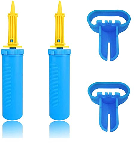 Pack of 2 Hand Pump with 2pcs Balloons tie tool - Double Action Air Pumps for Balloons, Exercise Balls, Yoga Balls, Pool Floats Great for Helium Tanks,Electric Balloon Blower,Balloon Column Arch