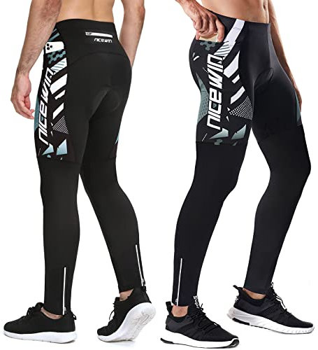 NICEWIN Radlerhose Fahrradhose Herren Lang mit Sitzpolster 4D Gepolsterte Radhose Atmungsaktiv Schnell Trocknend stoßfeste Elastisch Hosen,XXL,Grau