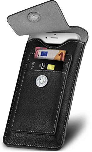 ONEFLOW Zeal Case für iPhone 12 mini Handytasche zum Einstecken mit Kartenfach, Handy Gürteltasche PU Leder 360 Grad Schutz Hülle Minimalistisch, Handyhülle mit Magnet, Schwarz