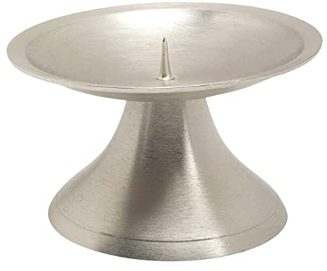 NKlaus Scheibenleuchter Ø9cm Messing Silber Kerzenleuchter matt Altarleuchter mit Dorn 10723