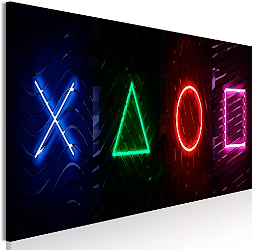 murando - Wandbilder XXL für Gamers Spielkonsole 90x30 cm 1 tlg - Wand Deko Vlies Leinwand Bilder Groß Wanddeko Wohnzimmer Schlafzimmer Kunstdrucke Panoramabild - bunt schwarz Gaming Play Game