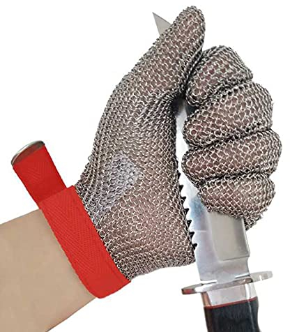 Kettenhandschuhe Haushaltsschlacht Cut-Proof Handschuhe, Heavy Metal Edelstahl Ring Sicherheitsarbeiten Handschuhe (Color : 4pcs/XL)