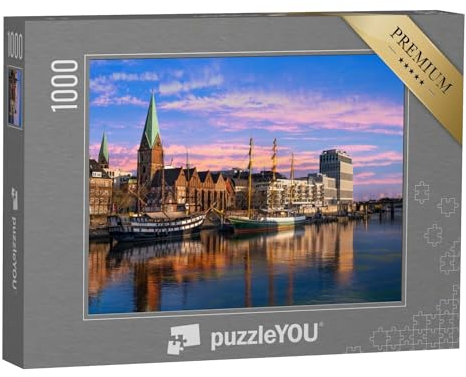 puzzleYOU: Puzzle 1000 Teile „Dreimaster an der Weser-Promenade in Bremen“ – aus der Puzzle-Kollektion Bremen