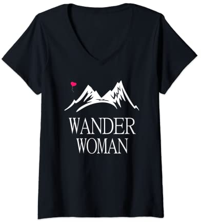 Damen Frauen Damen Wander Woman Hobby Geschenk Berge T-Shirt T-Shirt mit V-Ausschnitt