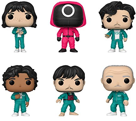 Funko Pop! Lot de 6 jeux de calmar SAE-Byeok 067, Il-NAM 001, Sang-Woo 218, Gi-Hun 456, Ali 199 et Red Soldier