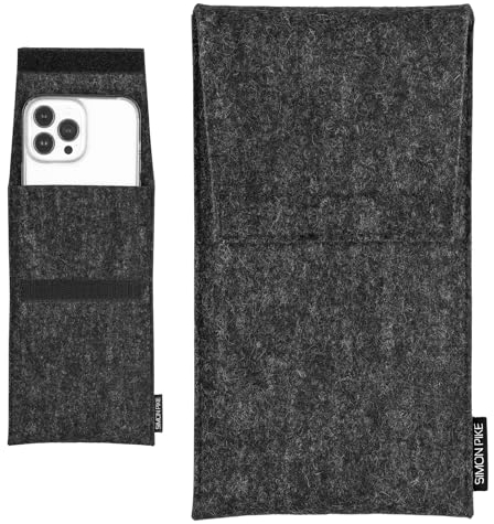 SimonPike Handyhülle passend für Apple iPhone 17 Pro |16 Pro | 15 Pro | 14 Pro | 13 Pro (Gr. G) | Sidney anthrazit Filztasche aus Wollfilz Handy/Smartphone Tasche