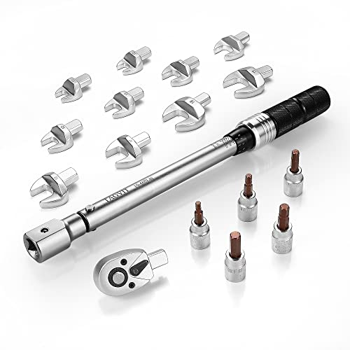 TAGVIT 17-tlg Drehmomentschlüssel Satz, 9 x 12 mm Einsteck Maulschlüssel Satz mit 3/8” Ratschenkopf für Fahrrad, Motorradreparatur etc.
