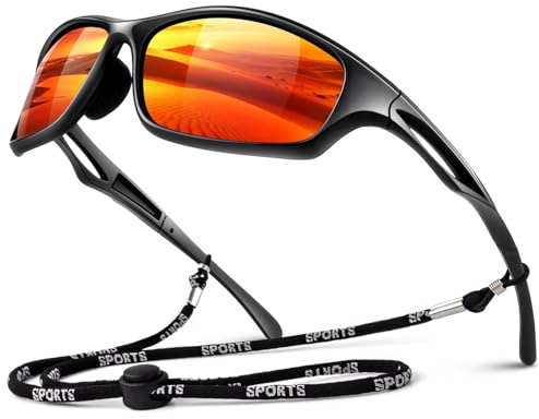 LINVO Sonnenbrille Herren Damen Polarisiert Verspiegelt Sportbrille UV400 | Leicht,Verstellbare Nasenauflagen,Autofahren,Angeln,Reisen,Laufen,Golfen