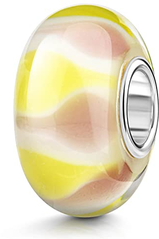 MATERIA by Matthias Wagner Colgante de cristal de Murano para mujer, plata de ley 925 puntos, rosa y amarillo 1458, Vidrio