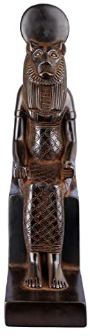 Sitzende Statue der Sekhmet-Krieger-Göttin des Krieges, schwarzer großer Stein, einzigartige Altar-Statue, Nachbildung der alten ägyptischen Kunst, hergestellt in Ägypten.