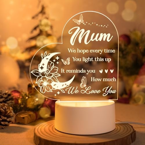 Gifts for Mum-Acrylic Night Light, Christmas Gifts for Mum, Mum Gifts from Daughter/Son, Birthday Gifts for Mum, Presents for Mum, Mum Birthday Gifts.